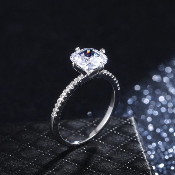 ❤ Beautiful Pure Zircon Thin Silver Romantic Wedding Rings for Women,MAR… - Picture 1 of 5